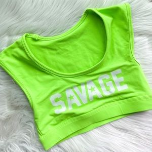 Savage Barbell Neon Green Sports Bra Top